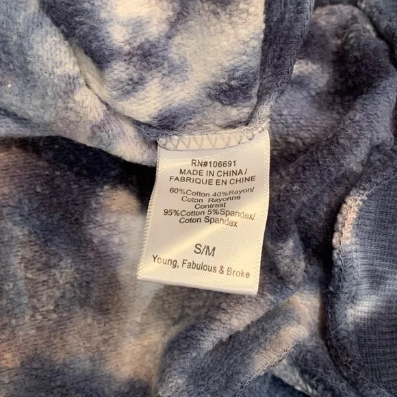 Young Fabulous & Broke Tie Dye Hooded Cropped Sweatshirt Size Small Medi… - Picture 8 of 8